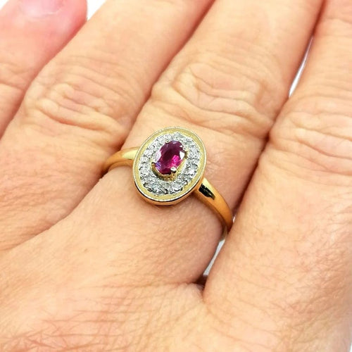 Bague 54 Bague or jaune diamants rubis 58 Facettes V43