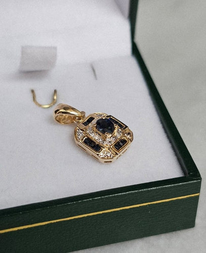 Pendentif Pendentif style Art déco en or jaune 18 carats et saphirs 58 Facettes 721