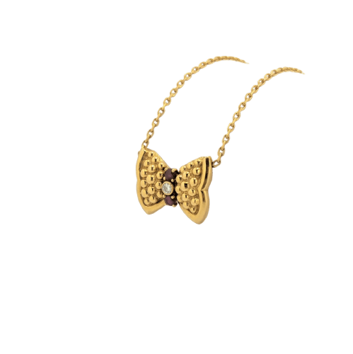 Collier Fred - Collier Nœud en or jaune, diamant et rubis 58 Facettes 28068