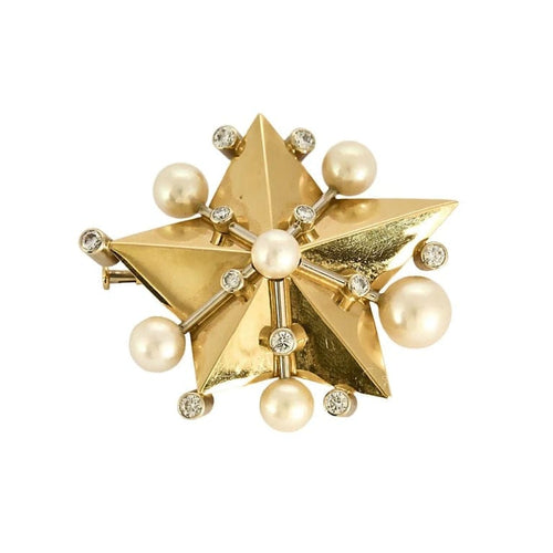 Broche Fred Météore -  Broche en Or jaune 18k diamants et perles 58 Facettes 58FC138