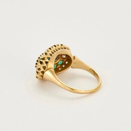 Bague 54.5 Bague or jaune, saphir, diamants et émeraudes 58 Facettes GU282