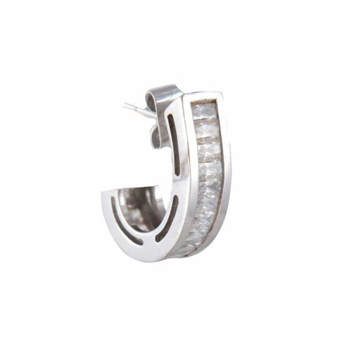 Boucles d'oreilles Demi-créoles Platine oxydes de zirconium 58 Facettes
