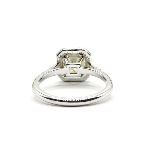 Bague 53 Bague or blanc, diamant vert, entourage diamants taille brillant 58 Facettes