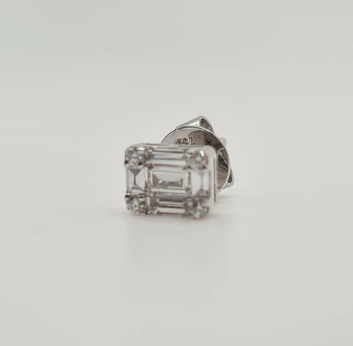 Boucles d'oreilles Boucles d’oreilles or blanc serties de diamants baguettes 58 Facettes