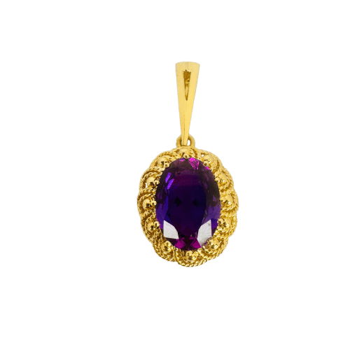 Pendentif Pendentif vintage en or jaune 18 carats et améthyste ovale 58 Facettes 2509002