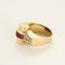 Bague 52 Bague tank en or jaune, rubis et diamants 58 Facettes COMP1376