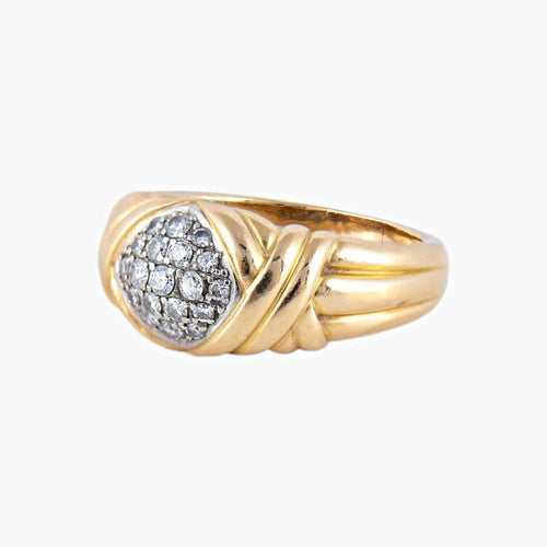Bague 58 Bague pavée de 19 diamants en or jaune 750 58 Facettes