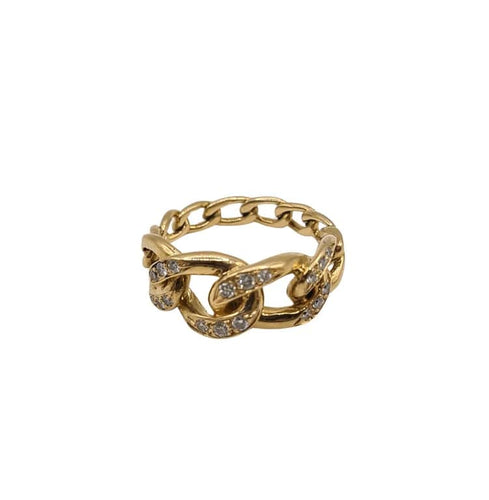 Bague 54.5 Bague or jaune 18 carats sertie de diamants 58 Facettes