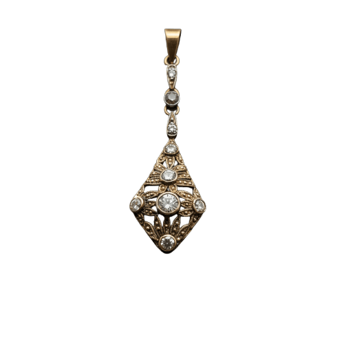 Pendentif Pendentif Jugendstil austro-hongrois en or et argent avec diamants 58 Facettes