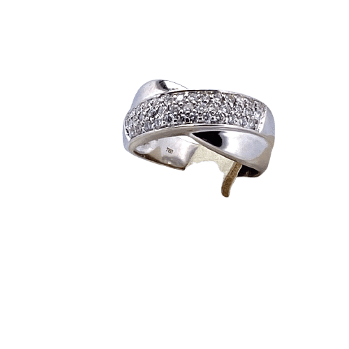 Bague 57.5 Bague pavée en or blanc 18K et diamants 0,84 ct 58 Facettes 250102