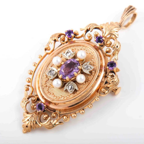 Pendentif Broche/pendentif améthyste et diamants 58 Facettes