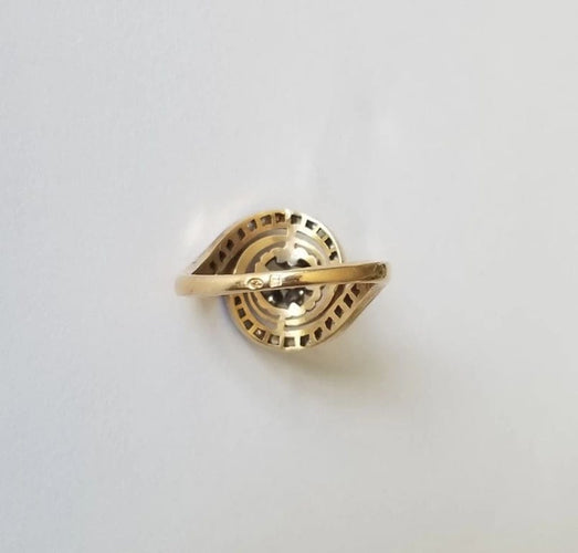 Bague 49 Bague tourbillon ancienne en or jaune 18k et diamants 58 Facettes