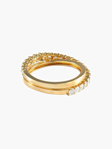 Bague 54 Alliance demi-tour entrelacée en or jaune et diamants 58 Facettes 402 50014