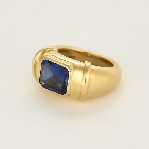 Bague 49 Bague en Or jaune et saphir de synthèse 58 Facettes VER0126