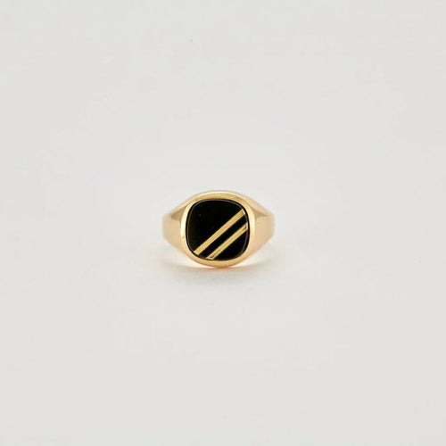 Bague 46 Bague Or jaune Onyx 58 Facettes