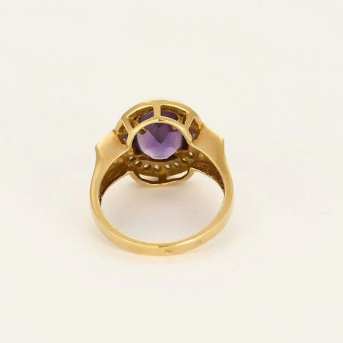 Bague 54 Bague en or jaune , améthyste et diamants 58 Facettes SAI0769
