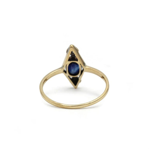 Bague 55 Bague Art Déco - Or jaune, Platine, Saphir & Diamants 58 Facettes 250272R
