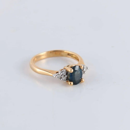 Bague 49 Bague or jaune Saphir épaulé Diamants 58 Facettes FM72