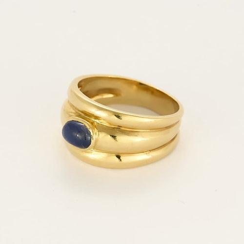 Bague 57 Bague bandeau en or jaune et saphir 58 Facettes PER0517