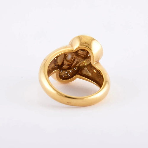 Bague 54 / Jaune / Or 750 Bague Toi et Moi perles et Diamants 58 Facettes 130160R