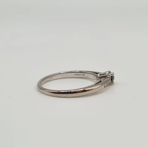 Bague 52 Mauboussin - Solitaire or blanc serti diamant marron et diamants naturels 58 Facettes