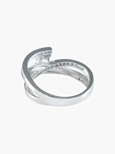 Bague 52 Bague solitaire jonc/brillant en or palladié et diamants 58 Facettes 41200245