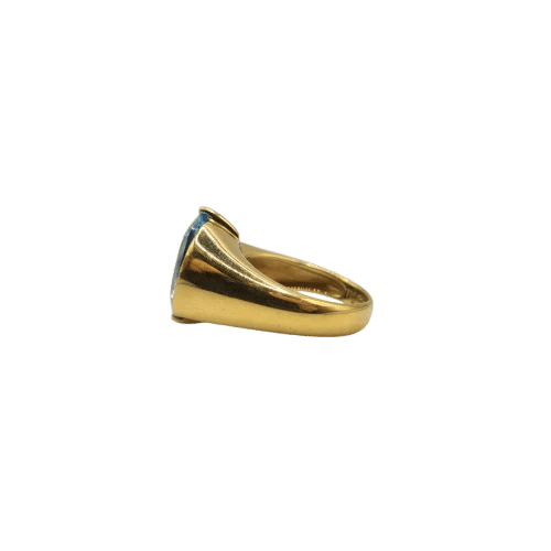 Bague 53 Bague or jaune 18 carats sertie d’une topaze bleue et diamants 58 Facettes
