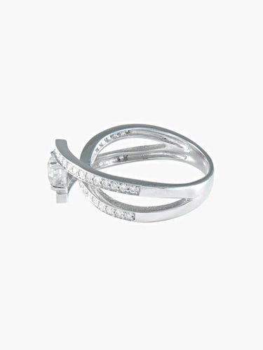 Bague 52 Bague solitaire jonc/brillant en or palladié et diamants 58 Facettes 41200245