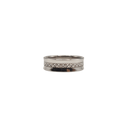 Bague 55 Alliance or blanc 18 carats 58 Facettes