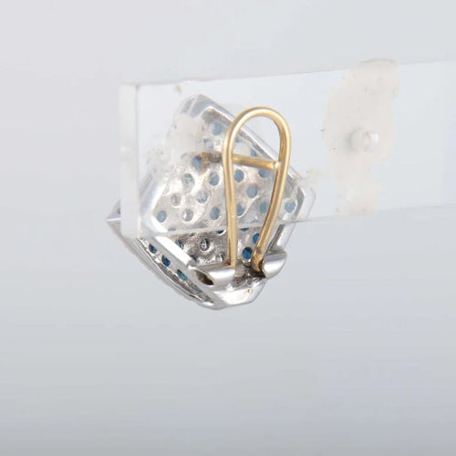 Boucles d'oreilles Clous d'oreilles Carré pavage Saphirs Diamants 58 Facettes 1