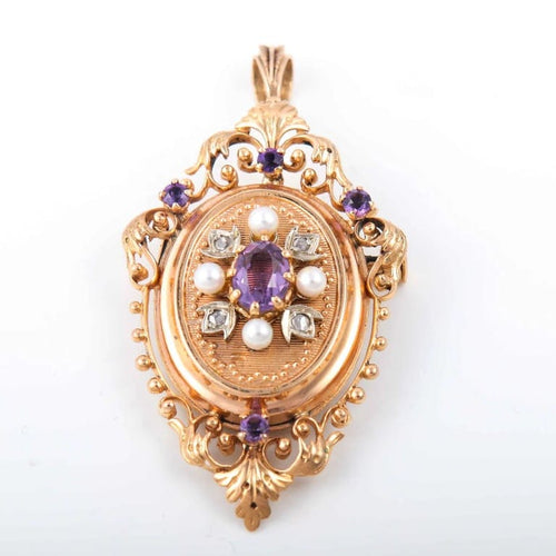 Pendentif Broche/pendentif améthyste et diamants 58 Facettes