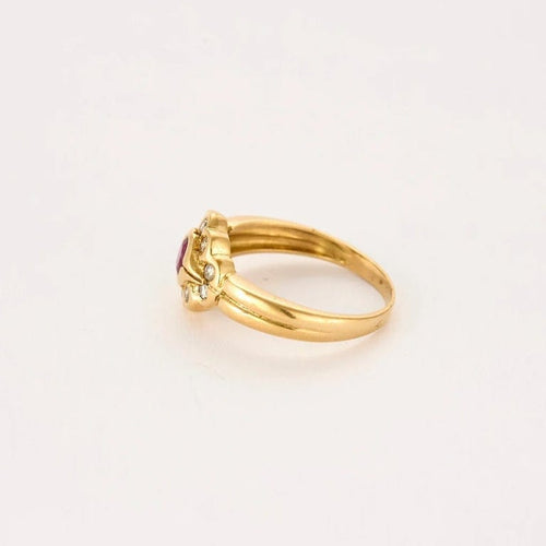 Bague 54 Bague or jaune, rubis et diamants 58 Facettes PER00663