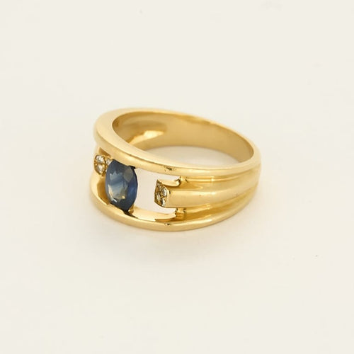 Bague 55.5 Bague en or jaune, saphir et diamants 58 Facettes BIA1308