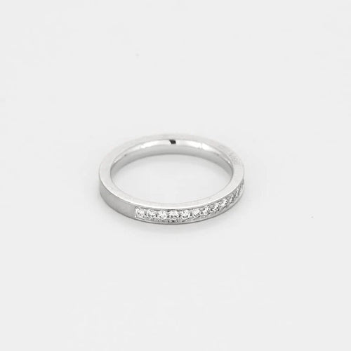 Bague 48 Alliance semi pavée en or blanc et diamants 58 Facettes SAP0658