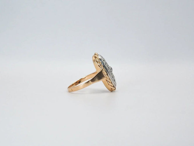 Bague 55 Bague ancienne diamant argent et or jaune 58 Facettes 4714
