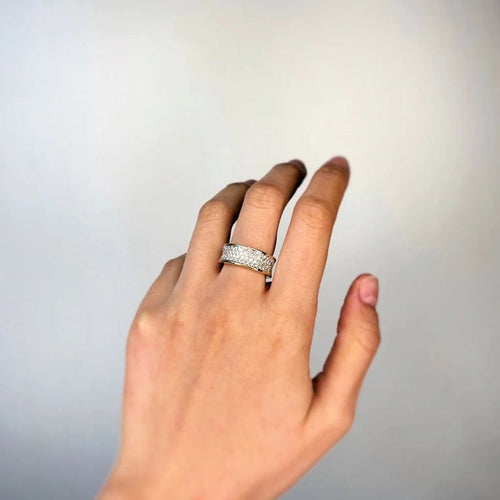 Bague 54 Bague Bandeau - Or jaune & Pavage Diamants 58 Facettes 250433R