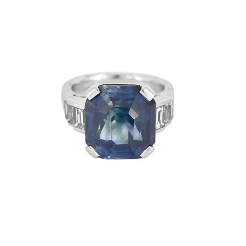 Bague 52 Bague - Saphir naturel et diamants en or blanc 18k 58 Facettes LJ23-1