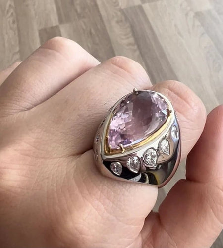 Bague 60 bague en or blanc avec améthyste poire et diamant 58 Facettes BA-1492