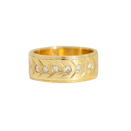 Bague 50 Bague anneau vintage en or jaune 14 carats avec diamants 58 Facettes
