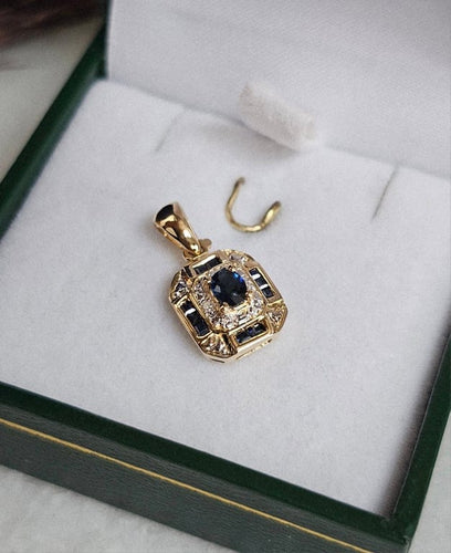 Pendentif Pendentif style Art déco en or jaune 18 carats et saphirs 58 Facettes 721
