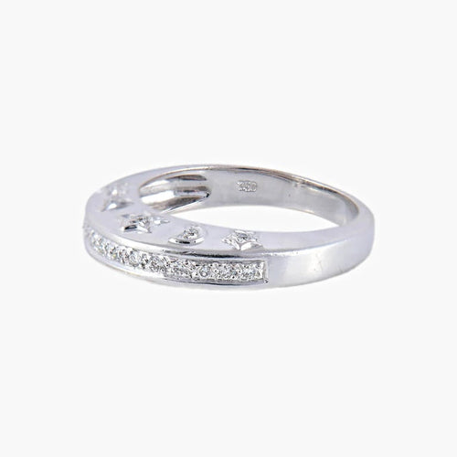 Bague 53 Bague Lunes et Étoiles en or gris et diamants 58 Facettes