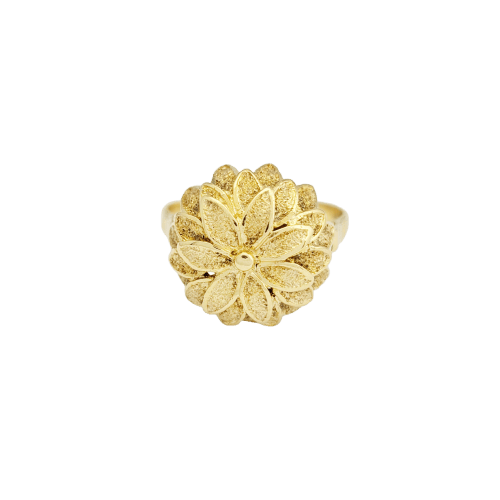Bague 55.5 Bague florale ancienne en or jaune 18 carats 58 Facettes 32239