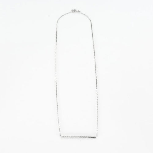 Collier Collier or blanc serti d’une barrette de diamants 58 Facettes