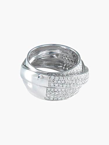 Bague 53 Bague croisée pavée de diamants en or blanc 750 58 Facettes 413 50022
