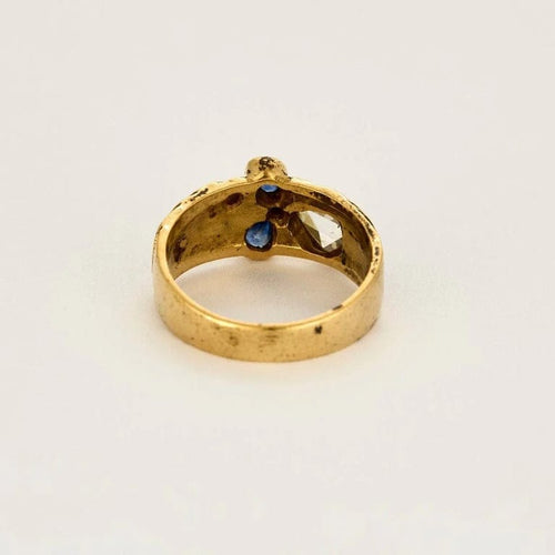 Bague 58 Bague bandeau sertie en or jaune 18k et saphirs, diamants 58 Facettes BG9
