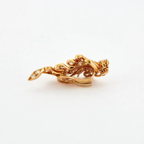 Boucles d'oreilles Clips d’oreilles feuille en or jaune 18k et diamants 58 Facettes