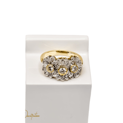 Bague 52.5 Bague Art déco rétro en or blanc 14 carats et diamants 58 Facettes 2601