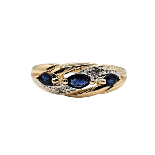Bague 53 Bague vintage en or jaune 18 carats, saphirs et diamants 58 Facettes 718