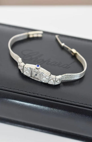 Montre Chopard - Montre femme Art déco en platine, or blanc 14 K et diamants 58 Facettes CHO-100