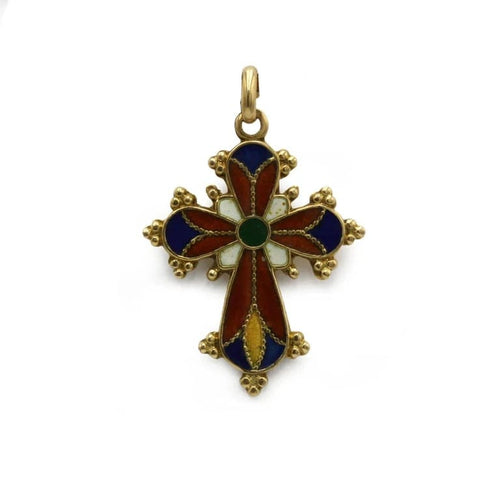 Pendentif Pendentif Croix - Or jaune & Emaux Colorés 58 Facettes 250068SP